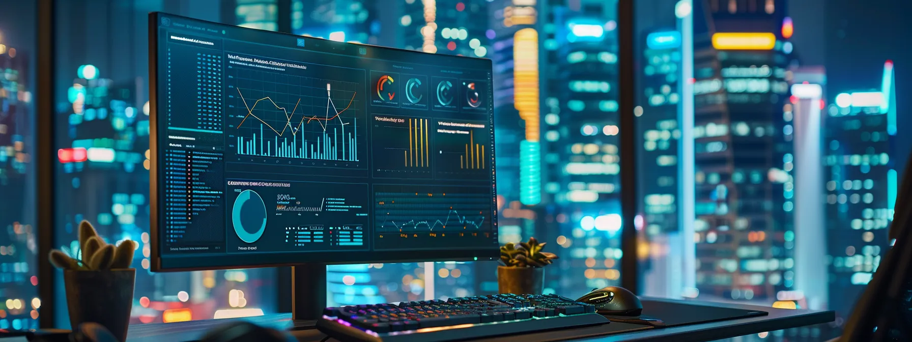 a sleek computer screen displaying real-time data analysis for optimizing dynamic ad placements.